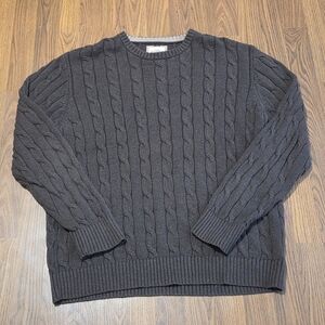 Men’s Old Navy Dark Brown Cable Knit Crewneck Sweater Size Large Relaxed Fit D44